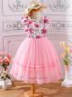Pink Ocean Net Flair Baby Frock for Kids Girl
